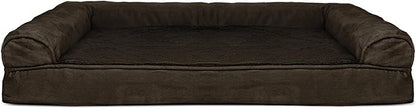 Furhaven Cooling Gel Dog Bed for Large Dogs w/ Removable Bolsters & Washable Cover, For Dogs Up to 95 lbs - Plush & Suede Sofa - Espresso, Jumbo/XL