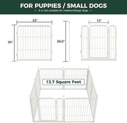 FXW Rollick Unleashed Dog Playpen for Indoor, Yard, RV Camping, 24 inch 16 Panels for Small and Puppy Dogs, White│Patented