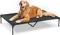 Elevated Dog Bed for Outdoor, XL Raised Dog Cot with Washable Mesh, Cooling Pet Cot Chew Proof for Outside Camping, 49"x33" Black