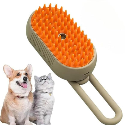 3-in-1 Cat Grooming Brush – Water Spray & Self-Cleaning Shedding Brush for Cats & Dogs – Pet Hair Removal & Massage Comb for Long & Short Hair (White). (White)