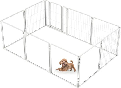 FXW Homeplus Unleashed Indoor Dog Playpen - Stress-Free and Safe Play, Heavy Duty 24 Inch 5 Acrylic Panels + 5 Wire Panels Dog Pen for Puppy and Small Dogs, White│Patented