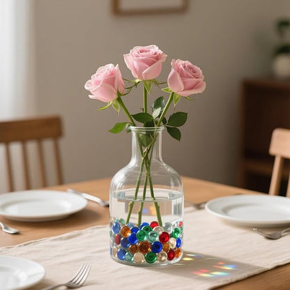 2.16LB Glass Beads Mix Colors Vase Filler Aquarium Gravel Decor Flat Glass Marbles Gems Pebbles Fish Tank Rocks Home Decorative Art Craft - 7 Colors Mixed