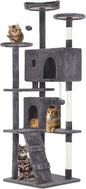FDW Cat Tree 70in Cat Tower Multi-Level Durable Cat Scratching Post & Cozy Fun Cat Jumping Platform Space Saving Cat Condo Pet Play House for Indoor Cats,Light Gray