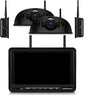 4 Cameras Wireless RV Backup System with 7-Inch Monitor, 2 Rear Sharkfin 2 Side Cameras, IR Night Vision, IP69k Waterproof Recording, Compatible with Furrion Pre-Wired RV Truck Trailer BW4
