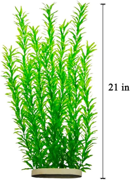 DSkoiph 2 pcs Aquarium Decor Plastic Plants Extra Large 21 Inches Artificial Fish Tank Plants Tall Fish Tank Decorations Artificial Green Water Plants (Green)