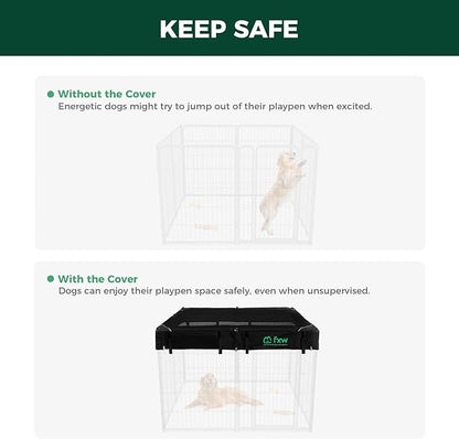 FXW Homeplus Unleashed Indoor Dog Playpen - Stress-Free and Safe Play, Heavy Duty 40 Inch 8 Wire Panels with Playpen Cover for Medium and Large Dogs, Black│Patented