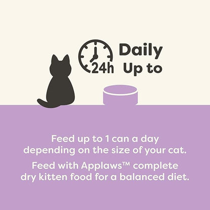 Applaws Natural Wet Kitten Food in Broth, Limited Ingredient, No Additives, Kitten Food Variety Pack in Broth (6 x 2.47oz Cans)