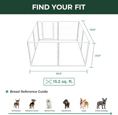 FXW Homeplus Unleashed Indoor Dog Playpen - Stress-Free and Safe Play, Heavy Duty 24 Inch 4 Acrylic Panels + 4 Wire Panels Dog Pen for Puppy and Small Dogs, White│Patented