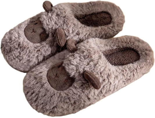 JadeRich Women's Cute Animal Slippers Winter Warm Fuzzy Plush House Slipper Cartoon Sheep Indoor Shoes