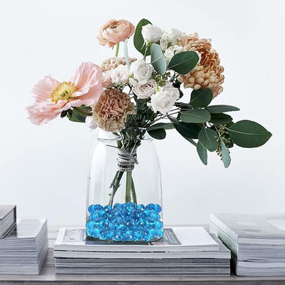 FUTUREPLUSX 1LB Light Blue Flat Glass Marbles, Glass Pebbles Vase Fillers for Centerpieces, Fish Tank for Aquarium Gravel Decor Table Scatter Art Craft