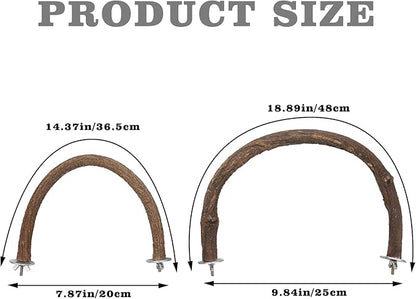 2 Pack Bird Perch Stand, Natural Wood U Shape Parrot Stand Pole, Bird Cage Accessories, Suitable for Small to Medium Birds Parakeets Cockatiels Budgie Lovebirds