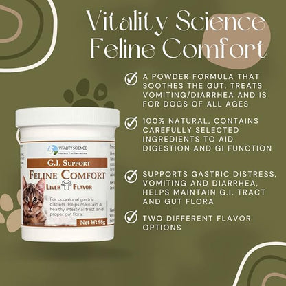 Feline Comfort for Cats | Maintains a Healthy Intestinal Tract and Proper Gut Flora | Restores Gastric Stability | for Vomiting and Diarrhea | 100% Additive Free (Beef, 220g)