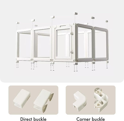 Acrylic Dog Playpen with Door, 24" 10PCS Clear Pet Play Pen Indoor for Small Animals, Transparent Puppy Fence Kennel Rabbit Ferret, Doggie Cages Yard Easy Assemble