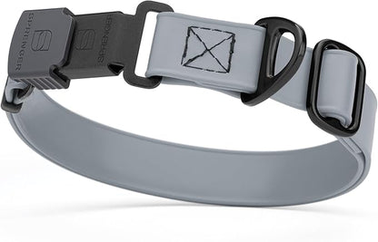 Dogline Biothane Waterproof Dog Collar with Herm Sprenger Black Stainless Steel Quick Release Buckle – Heavy Duty Tactical Durable Collar for Dogs – Comfortable and Safe Pet Collar W3/4" L12-19 Gray