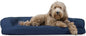 Furhaven Cooling Gel Dog Bed for Large/Medium Dogs w/ Removable Bolsters & Washable Cover, For Dogs Up to 55 lbs - Quilted Sofa - Navy (Blue), Large