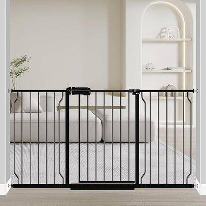 Fairy Baby Extra Wide Baby Gate Black 57.5-62 Inch Wide, Walk Through Pressure Mounted No Drill, Long and Large Tension Dog Gates for Pet and Kids