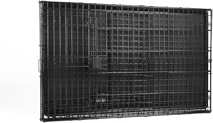 Amazon Basics Durable, Foldable Metal Wire Dog Crate with Tray, Double Door, 48 x 30 x 32.5 in, Black