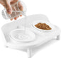 Elevated Cat Bowls, Tilted Rised Cat Food and Water Bowl with 2 Pcs Ceramic Pet Bowls, Rised Stand, Pet Dish Anti Vomiting Feeding Station for All Sized Cats & Small Dogs (White)