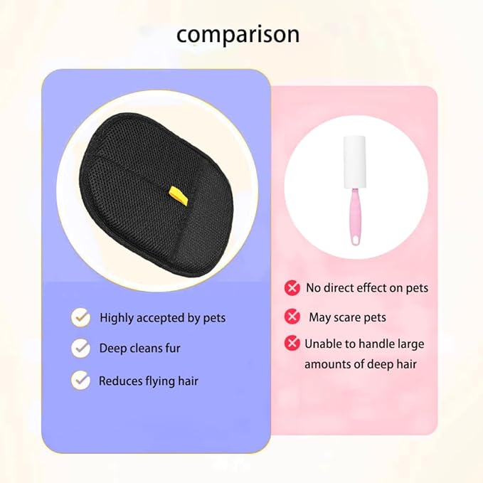 3pcs Reusable Electrostatic Pet Hair Remover Glove - Cat & Dog Grooming Gloves for Deshedding, Washable Hair Removal Tool for Furniture, Carpet, Clothes