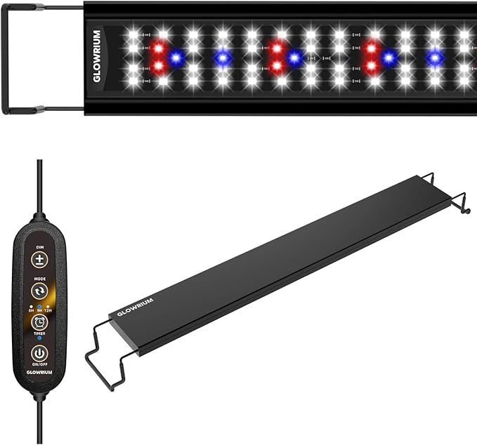 GLOWRIUM Aquarium Light, LED Full Spectrum Freshwater Fish Tank, infinitely dimmable, Fish Tank Light with auto-on/Off Timer (36-41 in)