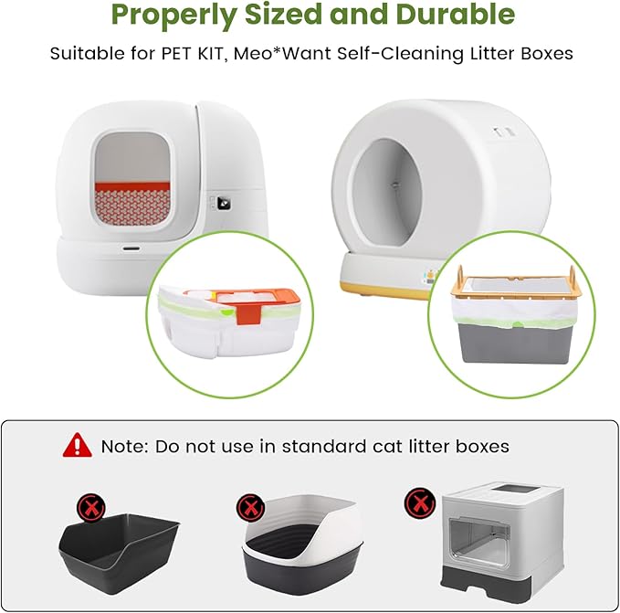 67 Count Cat Litter Bags for Pet Pura MAX Self-Cleaning Litter Box, Drawstring Kitty Liners for Automatic Waste Drawer Bin, Disposable Replacement Poop Trash Bag, Durable Leak-proof - 21 * 15.7 "