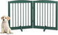 Freestanding Pet Gate for Dogs, Foldable Wooden Dog Gate for House, Stairs, Doorways, Step Over Pet Puppy Safety Fence,Support Feet Included,24" Height 2 Panels, Green