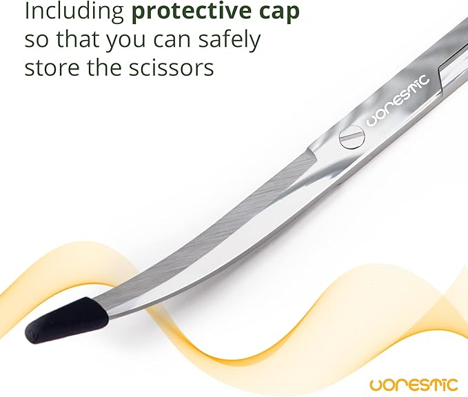 2PCS 15" Curved Aquarium Tweezers Long and 9.8" Aquarium Scissors, Feeding Tongs and Scissors with Protective Cap, Stainless Steel Aquascaping Tools for Plant Trimming and Reptile Feeding