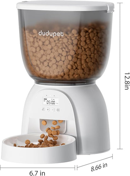 5L Automatic Cat Feeder, Timed Cat Food Dispenser, Automatic Pet Feeders Up to 6 Meal 1-20 Portion, Dual Power Supply Cats Feeder, Pet Dry Food Dispenser for Cats and Small Dogs