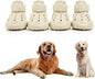 Dog Shoes, Dog Sandals for Hot Pavement, Non-Slip Waterproof Dog Booties for Winter Snowy Day and Summer, Adjustable Straps Easy-Clean Beach Outdoor Pet Boots Rugged Sole-4Pcs Beige