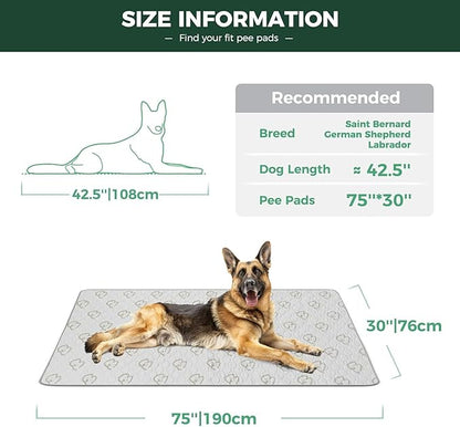 FXW Washable Pee Pads for Dogs, Puppy Pads with Super Absorbent, Specifically Designed for Potty Training, 70" × 30" Rectangle, Khaki, 1 Pack