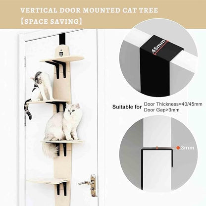 Door Hanging Cat Shelf, Multi Level Door Hanging Cat, Cat Tree Door Hanger Mounted Cat Shelves Cat Ladder, 4-Levels Over Door Cat Climber for Indoor Cats