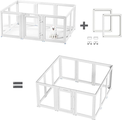 Acrylic Dog Playpen Suitable for Expanding Clear Dog Playpen Includes 2 I-Type Connectors and 2 Suction Cup Bases（30", 2PCS）