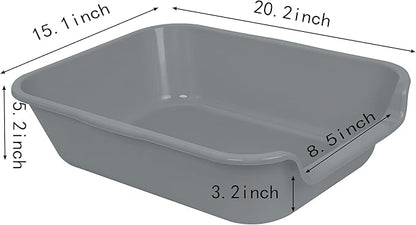 1 Pack Extra Large Dog Litter Box Pan Tray (ABS Material), Low Entry Jumbo Senior Litter Boxes for Multiple Kitten Big Cats, Pet Safe Indoor Dog Potty (Dark Gray, 20" L x 15" W)