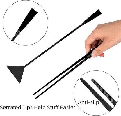 Aquarium Aquascaping Tool Stainless Steel Aquascape Tools Kit 4 in 1 Anti-Rust Fish Tank Starter Kit with Tweezers Scissors Spatula for Aquarium Plants (Black)