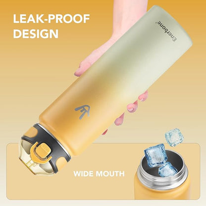 Enerbone 32 oz Insulated Water Bottle, Stainless Steel Bottle with Carrying Strap, Double-Wall Vacuum Insulation Design, Leakproof Sports Bottle with Straw, Keep Drinks Cold or Hot for Hours