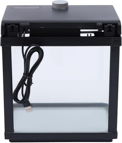 1.5 Gallon Fish Tank Starter Kits, Low Noise Betta Fish Tank with Fil-TER LED Light Submersible Pu-mp, Glass Small Fish Tank Smart Aquarium kit with Dimmer Button Water Temperature Display