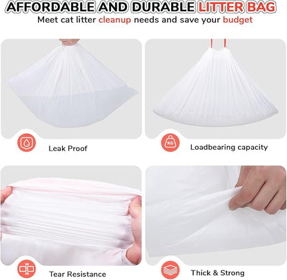 80 Count Thicken Cat Litter Box Liners for Automatic Cat Litter Box and Litter-Robot 4/3, Heavy-Duty Drawstring Kitten Litter Drawer Liners Disposable 25" x 16"