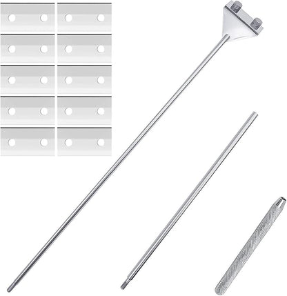 Aquarium Fish Tank Tools Kit Stainless Steel Algae Cleaning Scraper Razor Cleaner with 10 Pcs Blades (26 Inch)