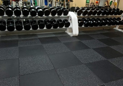 American Extreme Rubber Gym Mats - 1 Inch Thick Colorful Rubber Mats - Superior Shock & Sound Absorbing - 35% Grey/White - 2' x 2' Single Tile (Covers 4 Sq Ft)