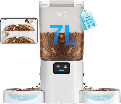 5G WiFi Automatic Cat Feeder with Two HD Camera: 7L Automatic Dog Feeder with Night Vision, Auto Cat Food Dispenser for Multiple Pet, Detachable for Easy Cleaning - 29 Cup
