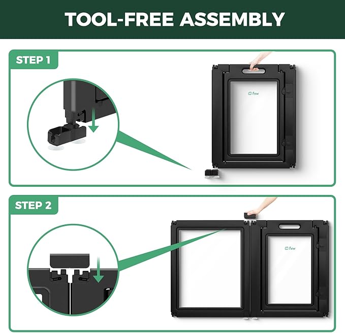 FXW AuraSpace Acrylic Indoor Unleashed Dog Playpen for Small and Medium Dogs, 30 Inch, 8 Panels, Black