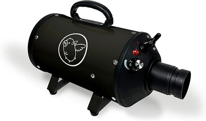 Flying Pig High Velocity Dog Pet Grooming Dryer w/Heater (Flying One, Black w/White Logo)