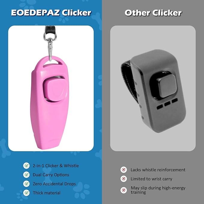 2-in-1 Dog Training Clicker Whistle for Training and Recall, Training Accessories for Puppy, Cats, Horses & Small Animals - 2 Pack with Lanyard, Reward Your Pets Efficiently(Pink + Orange)