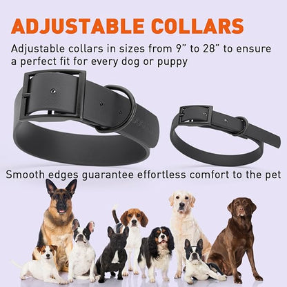 Dogline Biothane Waterproof Dog Collar Strong Coated Nylon Webbing with Black Hardware Odor- Proof for Easy Care Easy to Clean High Performance Fits Small Medium or Large Dogs, Black