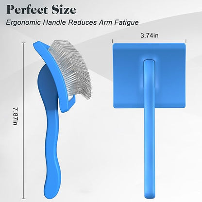 2PCS Slicker Brush for Dogs & Pet Comb,Professional Dog Grooming Brush (Goldendoodles,Poodles,Labradoodles) with Extra Long Pins to Effectively Remove Tangles, Knots and Mats (Blue)
