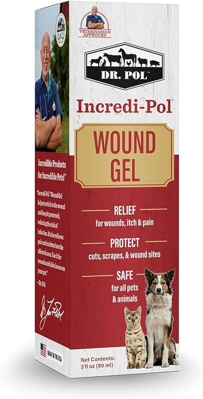 Dr. Pol Incredi-Pol Wound Gel Spray for Dogs, Cats, and All Animals - Dog Wound Care Gel to Relieve Itch and Pain - Protects Wounds, Scrapes, and Incisions - 3 Fluid Ounces