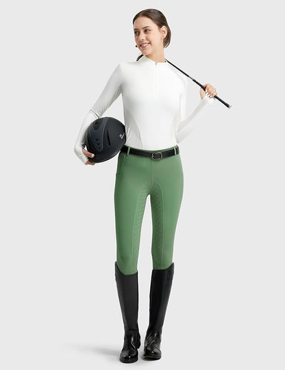 FitsT4 Sports Women's Full Seat Riding Tights Active Silicon Grip Horse Riding Tights Equestrian Breeches