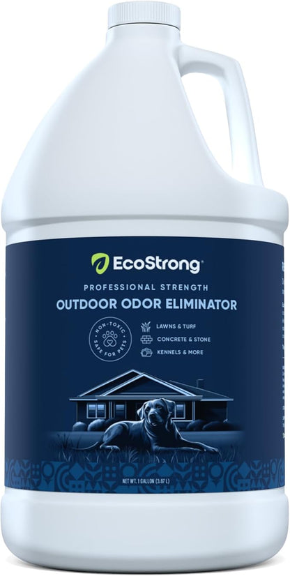Eco Strong Outdoor Odor Eliminator Outside Dog Urine Enzyme Cleaner Powerful Pet, Cat, Animal Scent Deodorizer | Professional Strength for Yard, Turf, Kennels, Patios, Decks (128 OZ)