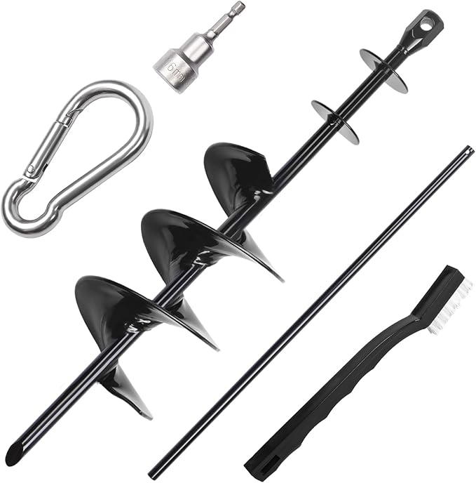 Dog Tie Out Stake for Large Dogs – Heavy Duty In-Ground Dog Anchor up to 210 lbs – Secure Tether Stake for Yard, Camping & Beach – Easy Install with Tool, Works with Tie Out Cable & Leash, Black