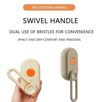 4 in 1 Cat Steam Brush,cat brushes for indoor cats,Rechargeable Steam Cat with Steam,Anti-Static Steam Pet Brushes for Dogs Cats(Khaki)